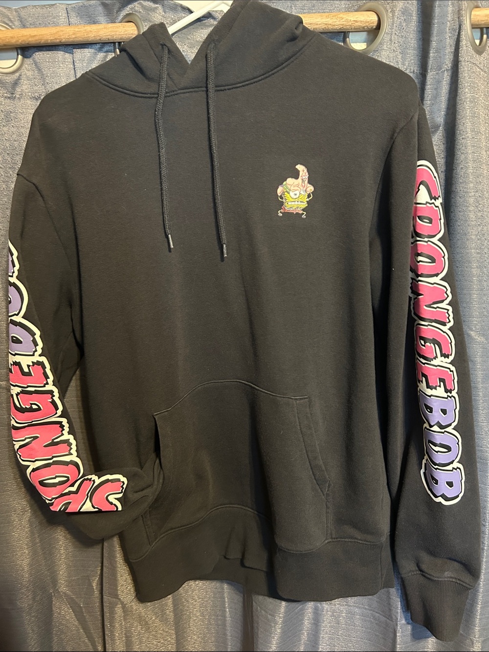 Divided Black Hoodie from H&M with Pink & Purple Sleeve Graphics